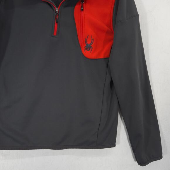 Spyder Jacket Mens S Gray Bandit Half Zip Logo Long Sleeve Fleece Pullover - Picture 5 of 13